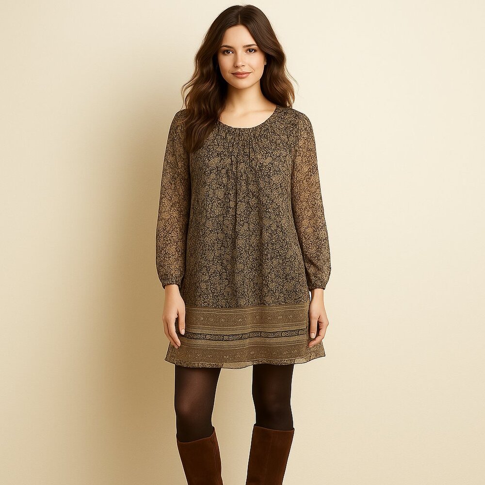 Lucky Brand 100% Silk Floral Mini Dress – XS